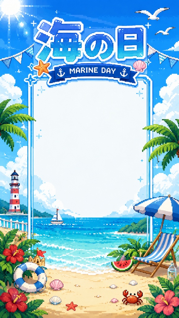 🌊 夏限定｜海の日サムネイルテンプレート【9:16】VTuber・配信者向け