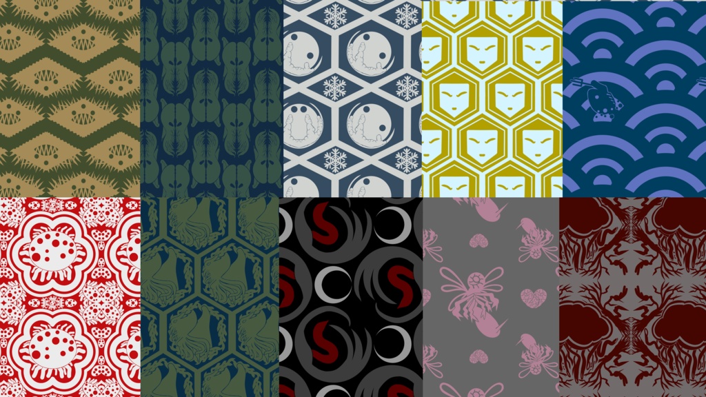 【無料版有り】和柄クトゥルフパターン