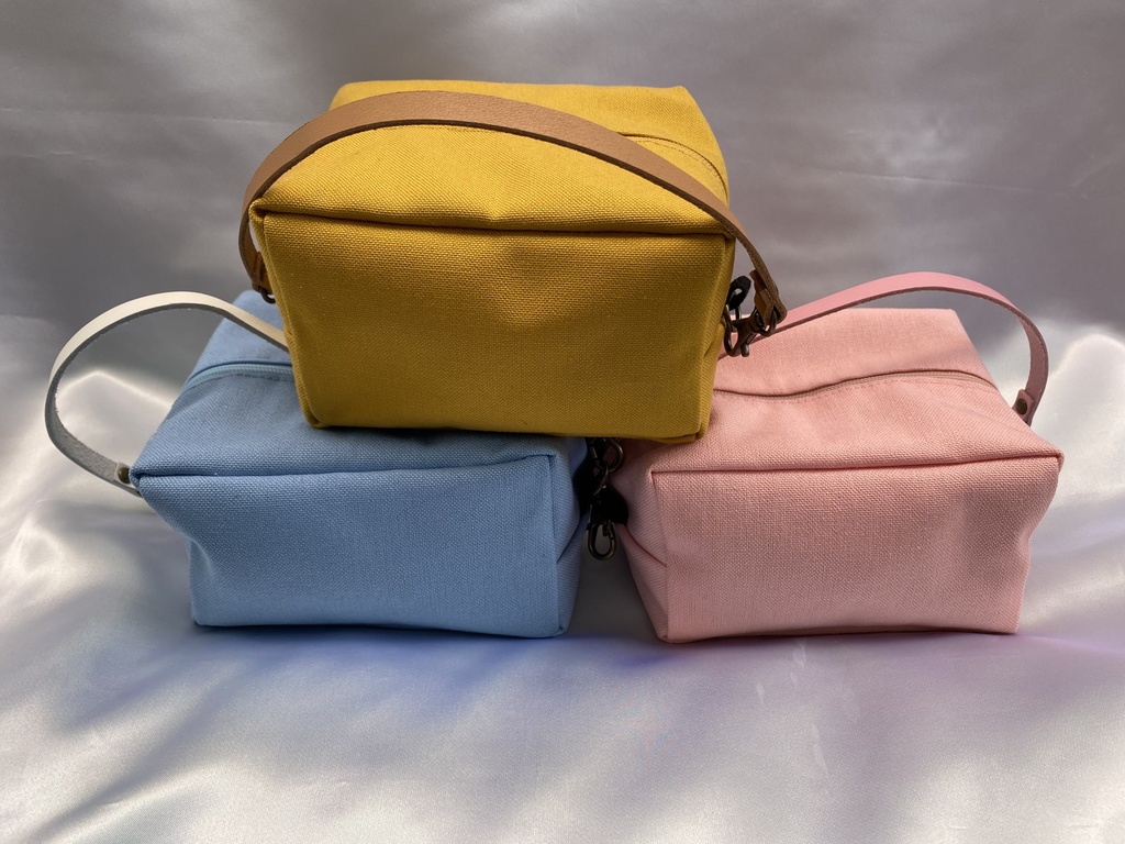 もちぬい２体用ポーチ　無地×千鳥格子