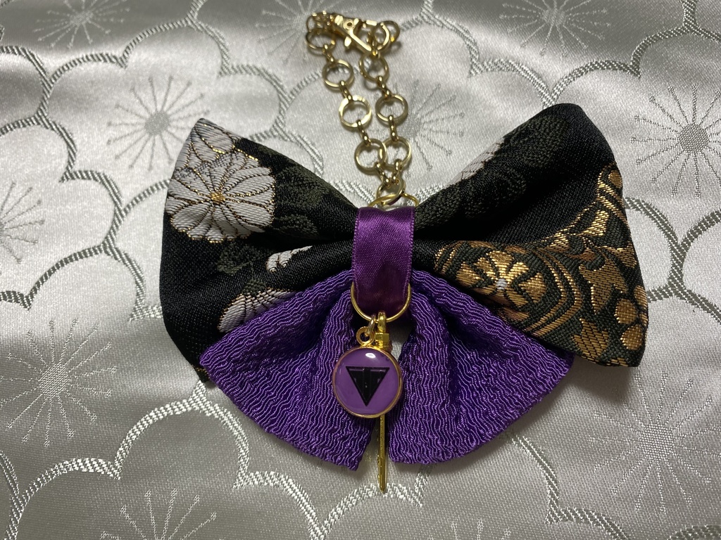 刀剣乱舞 金襴リボンバッグチャーム 東京心覚 紋&刀チャーム付き