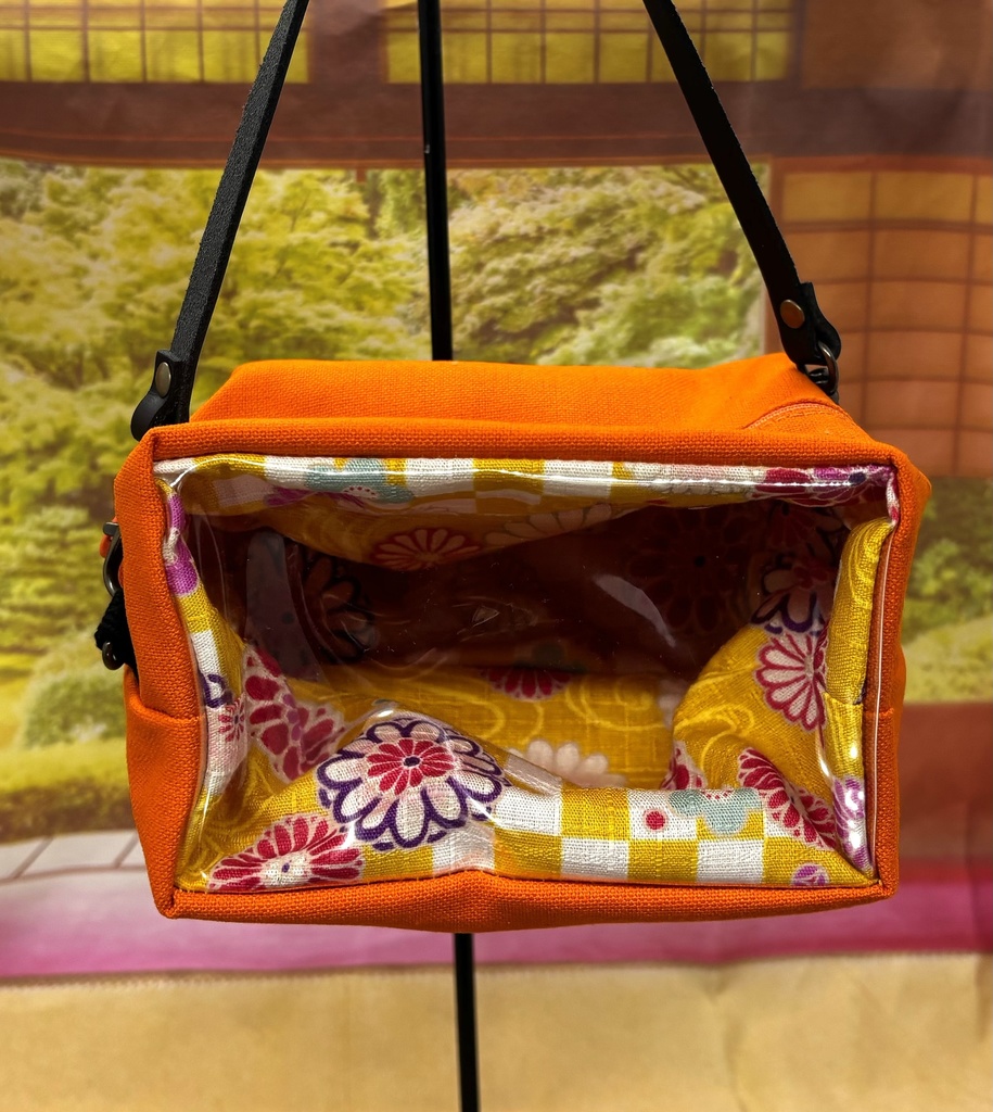 もちぬいポーチ　２体用　オレンジ×和柄