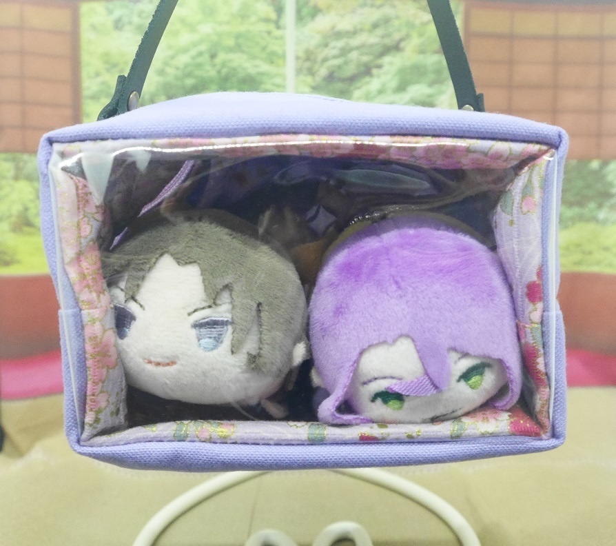 もちもちマスコットポーチ　ラベンダー×和柄