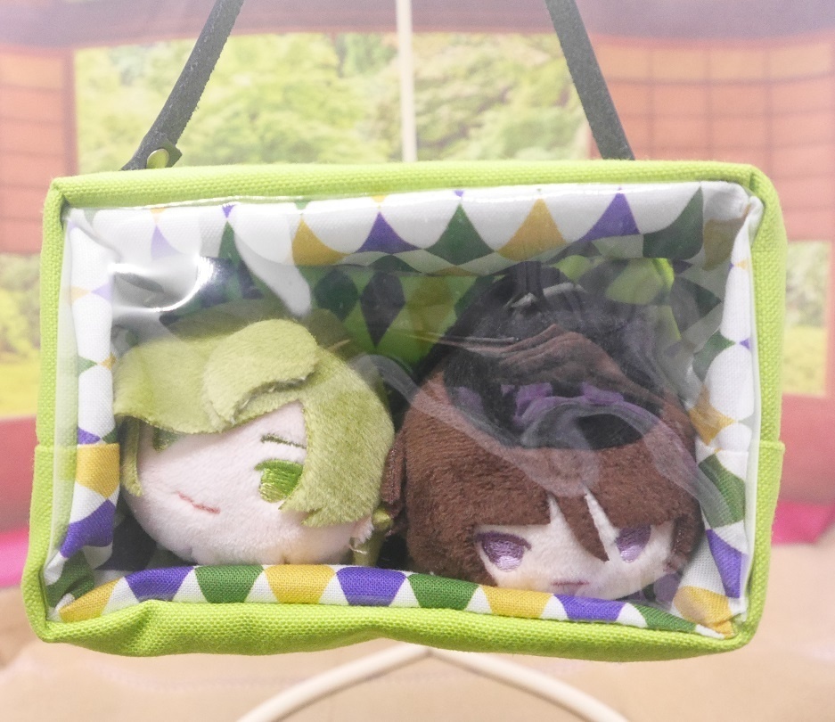 もちもちマスコットポーチ　黄緑×可愛い柄