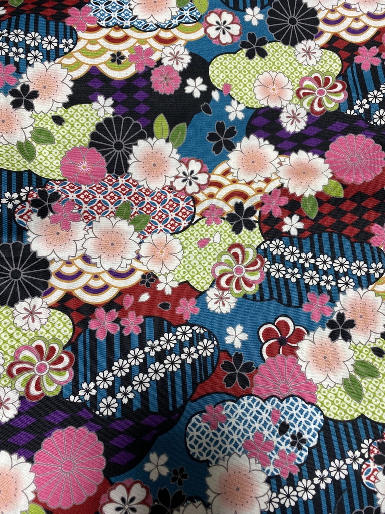 もちもちマスコットポーチ フォレストグリーン×和柄