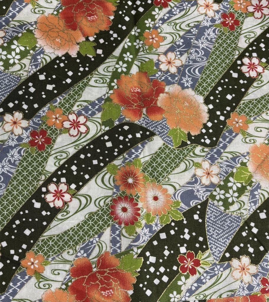 もちもちマスコットポーチ フォレストグリーン×和柄