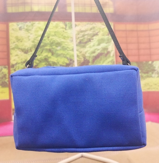 もちもちマスコットポーチ ブルー×ポップな柄