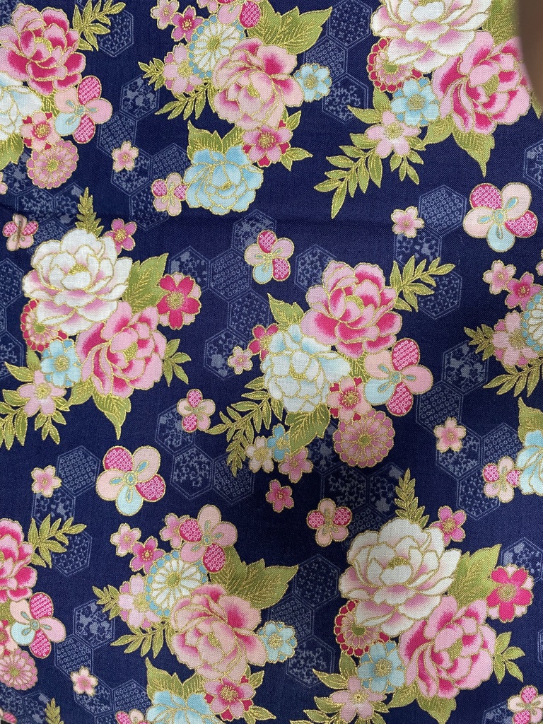 もちもちマスコットポーチ ネイビー×和柄