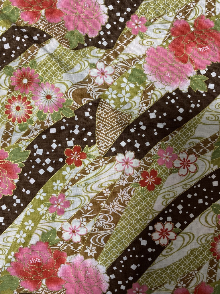 もちもちマスコットポーチ ブラウン×和柄