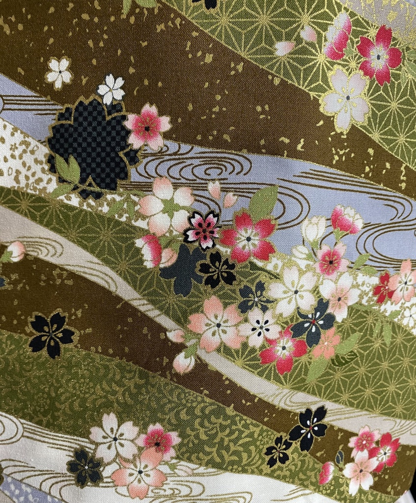 もちもちマスコットポーチ ブラウン×和柄