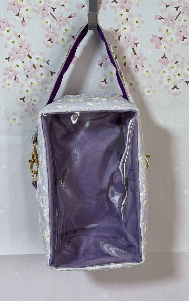 ぬいぐるみ用ポーチ レース×無地 刺繡リボン