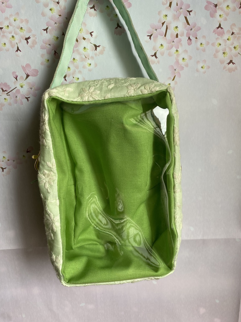 ぬいぐるみ用ポーチ レース×無地 刺繡リボン