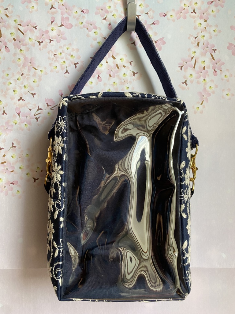 ぬいぐるみ用ポーチ レース×無地 刺繡リボン