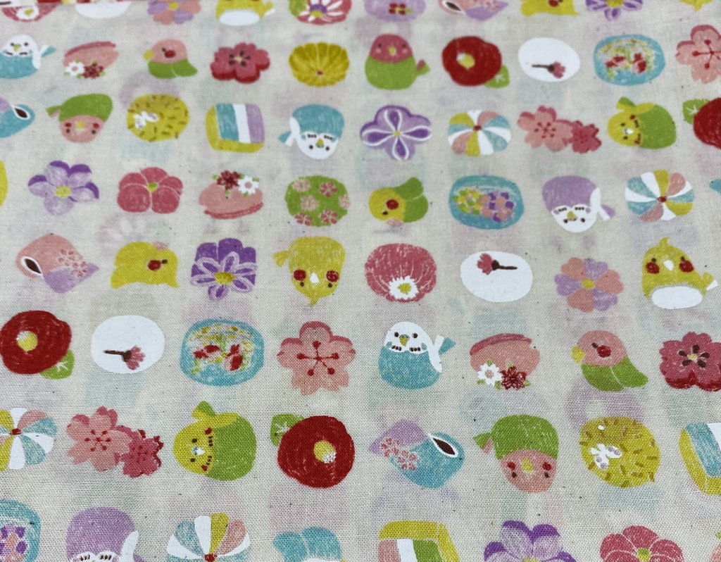 もちもちマスコット2体用ポーチ ホワイト×和柄