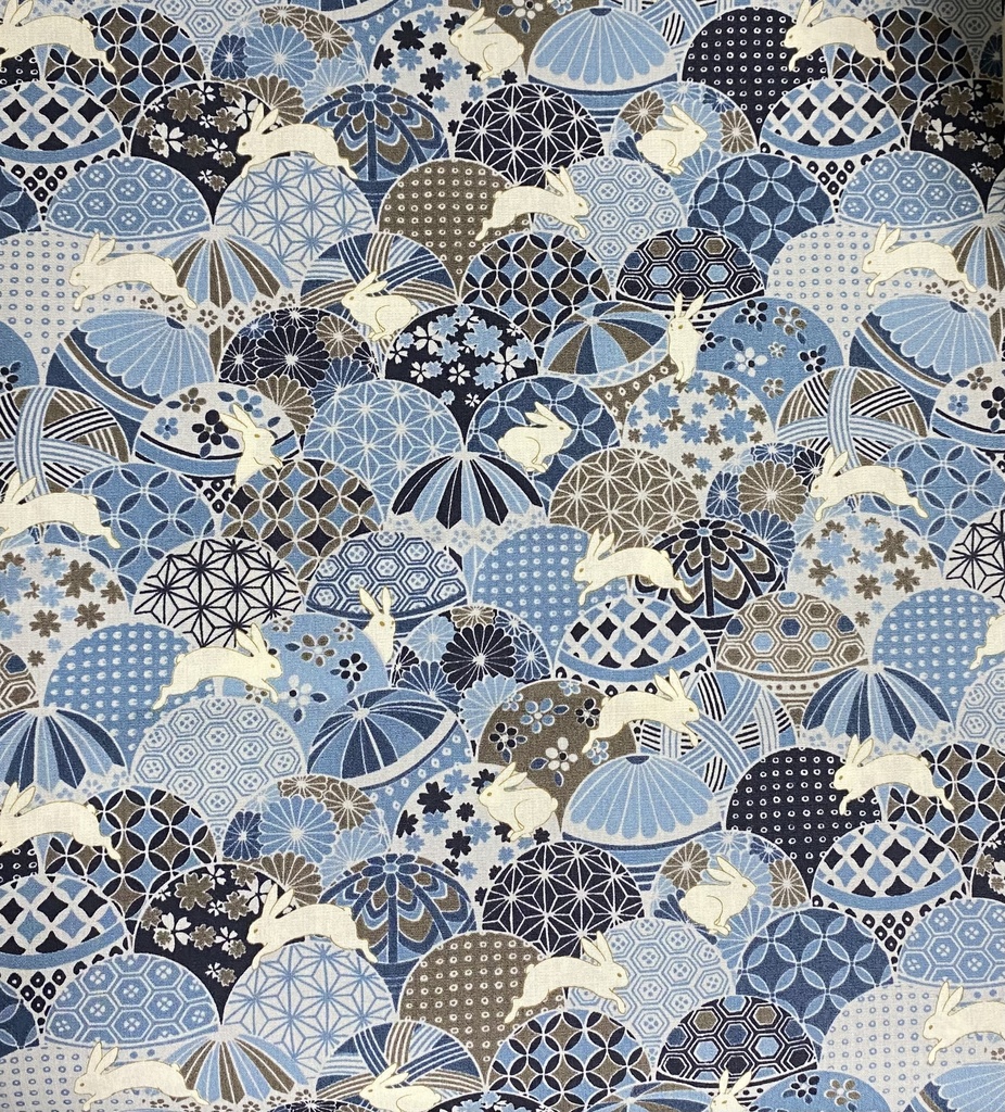 もちもちマスコット4体用ポーチ 無地×うさぎ鞠柄