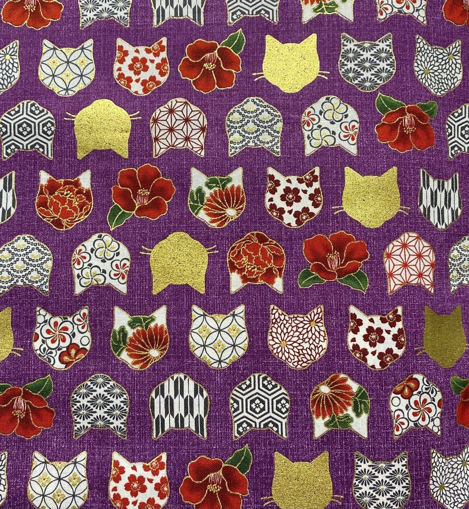 もちもちマスコット2体用ポーチ 無地×和柄猫