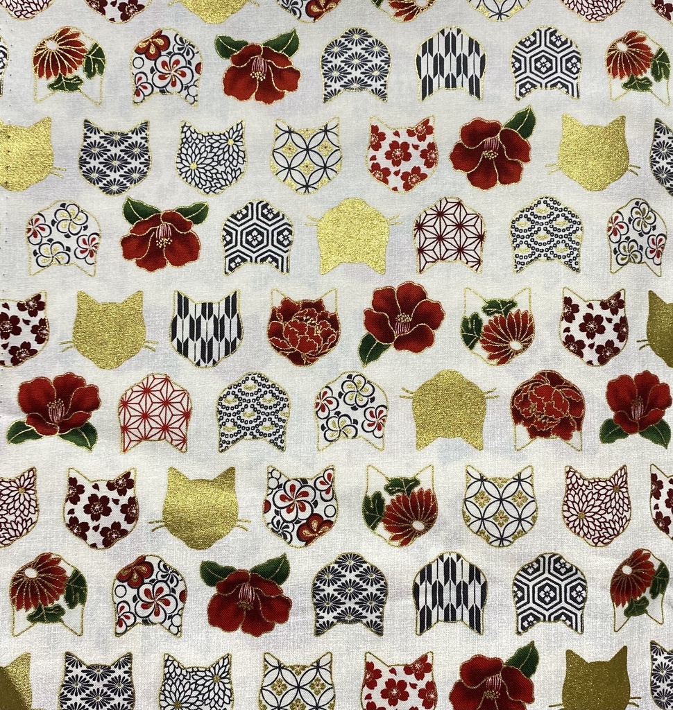 もちもちマスコット2体用ポーチ 無地×和柄猫