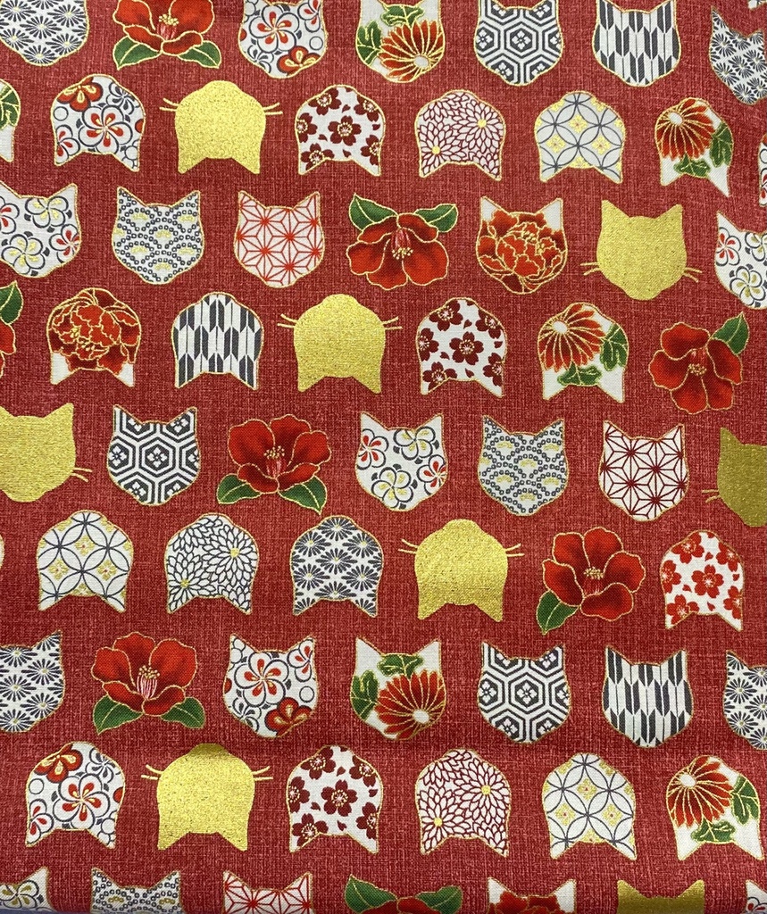 もちもちマスコット2体用ポーチ 無地×和柄猫