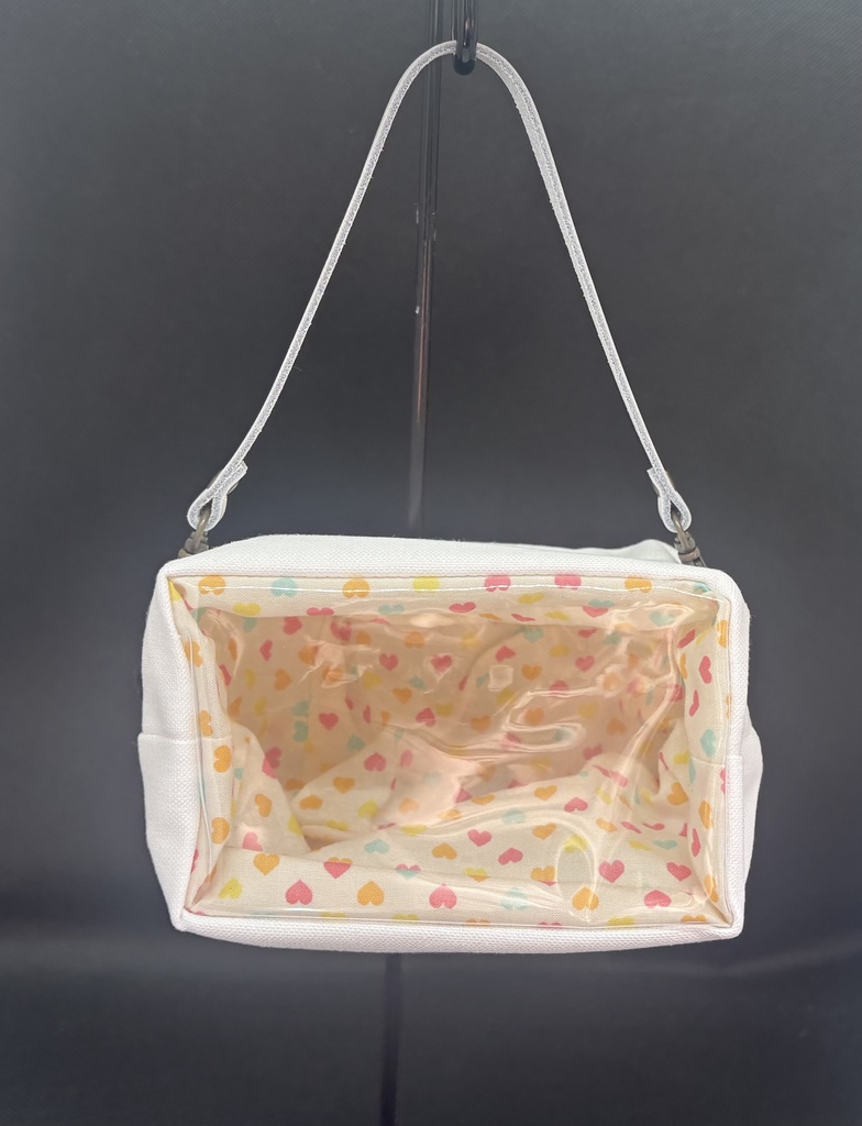 もちぬい2体用ポーチ　ホワイト×可愛い柄