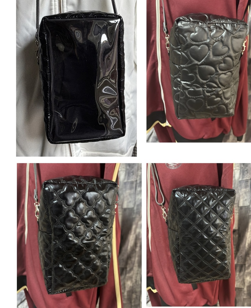 ぬいぐるみ用ショルダーバッグ ブラックキルト O W