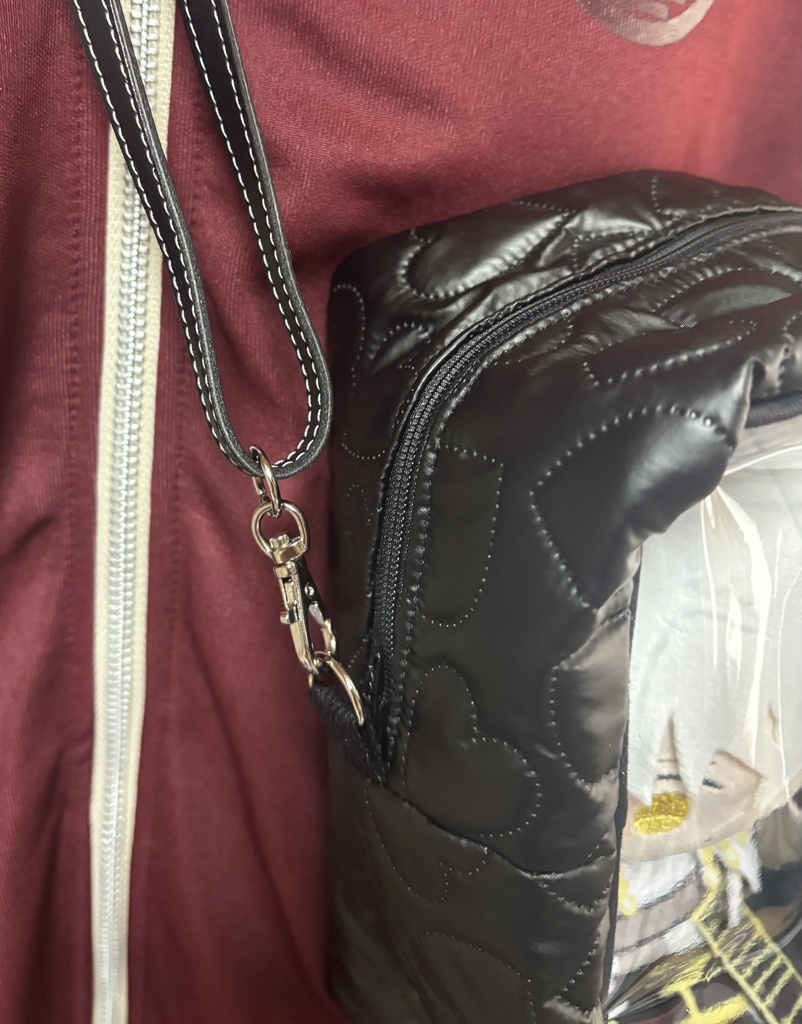 ぬいぐるみ用ショルダーバッグ ブラックキルト