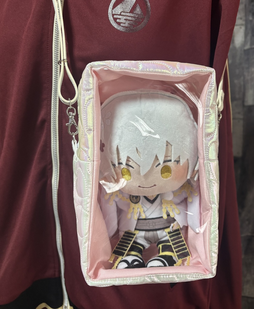 ぬいぐるみ用ショルダーバッグ　オーロラカラーホワイト×ピンク系