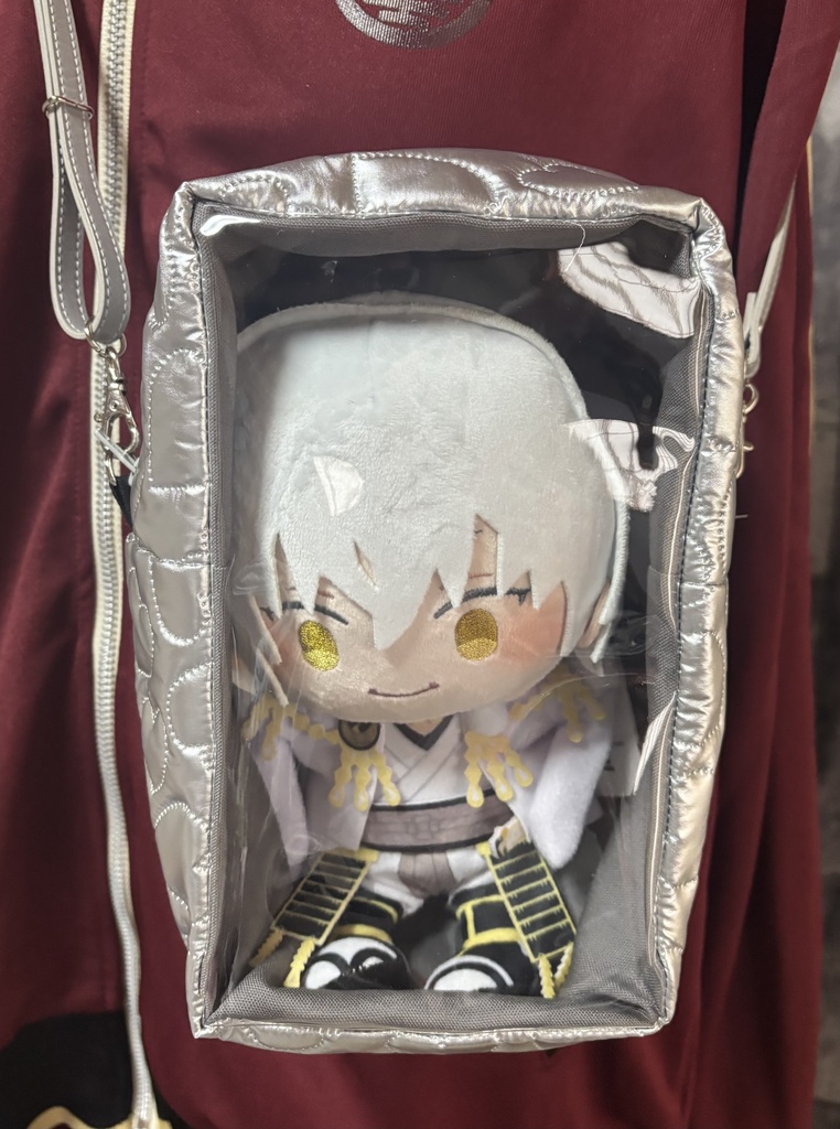 ぬいぐるみ用ショルダーバッグ　メタリックキルト　シルバー