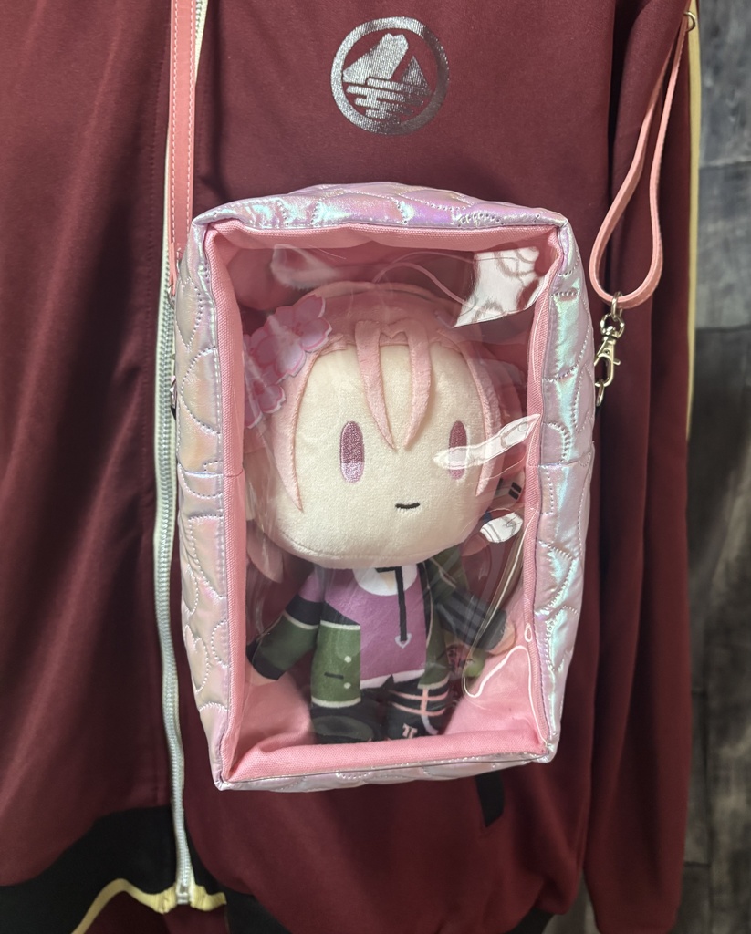 ぬいぐるみ用ショルダーバッグ　メタリックキルト　ピンク