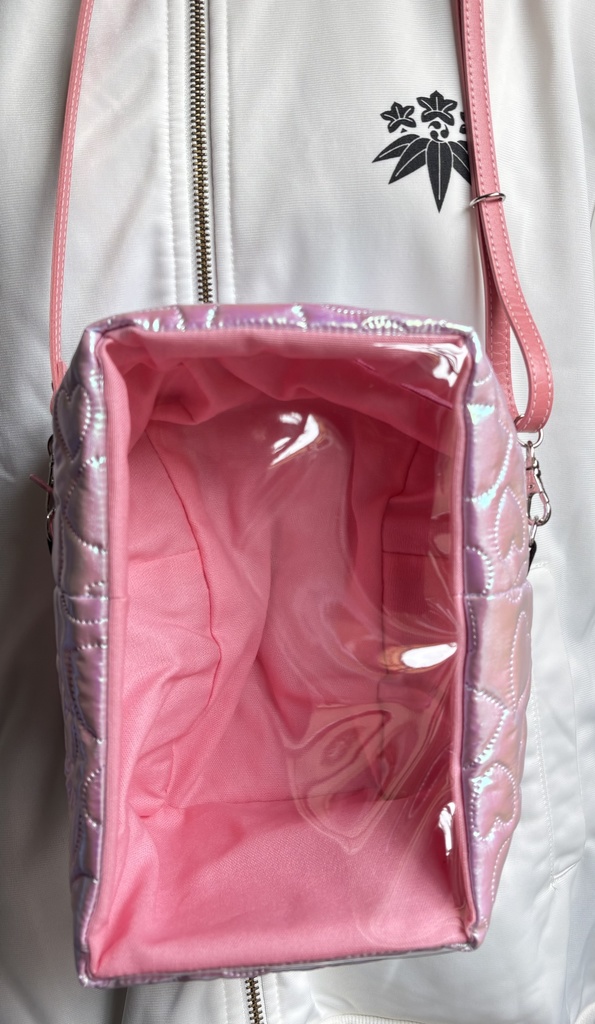 ぬいぐるみ用ショルダーバッグ　メタリックキルト　ピンク　Ｏ　W