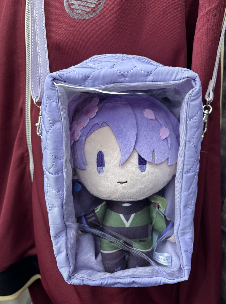 ぬいぐるみ用ショルダーバッグ 　ハートキルト　ラベンダー