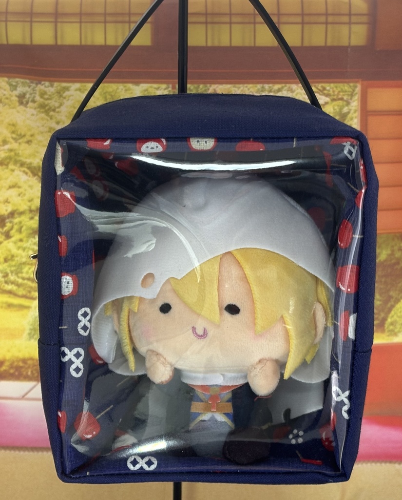 ぬいぐるみ用ポーチ 無地×シマエナガりんご飴