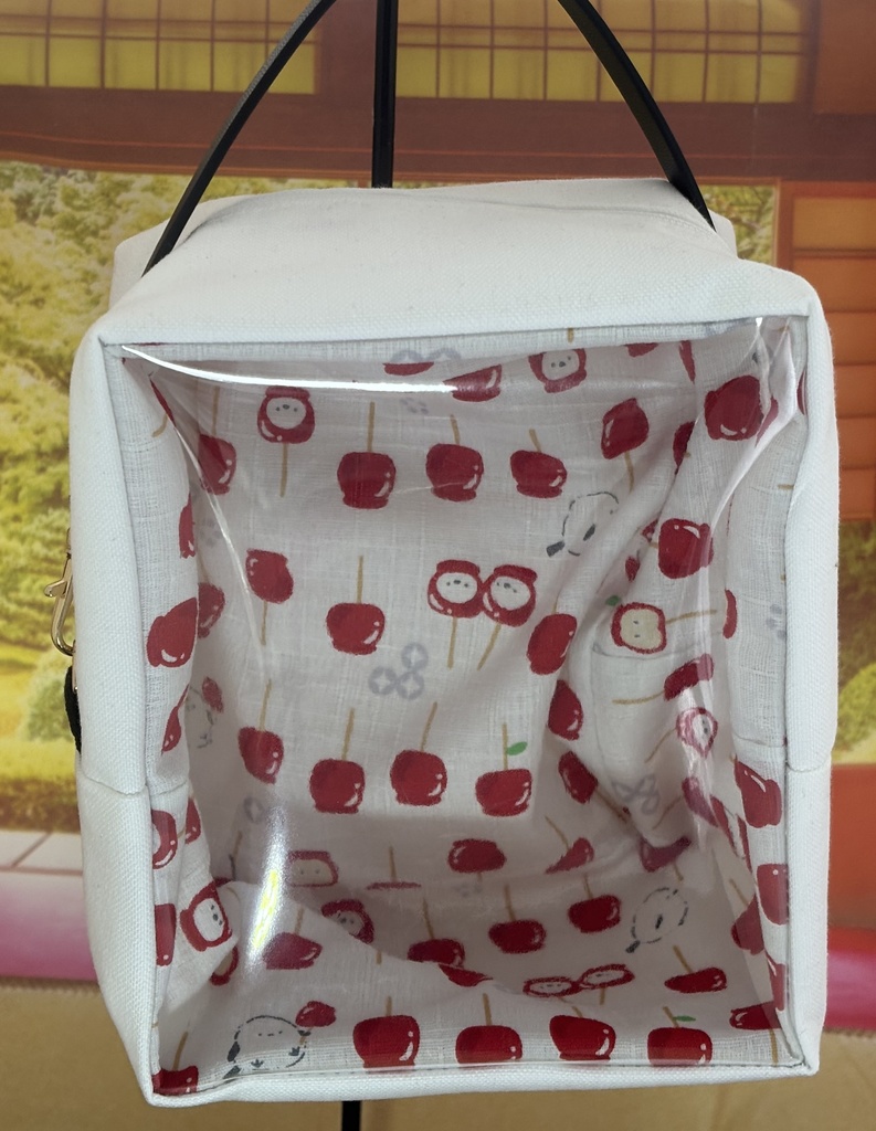 ぬいぐるみ用ポーチ 無地×シマエナガりんご飴