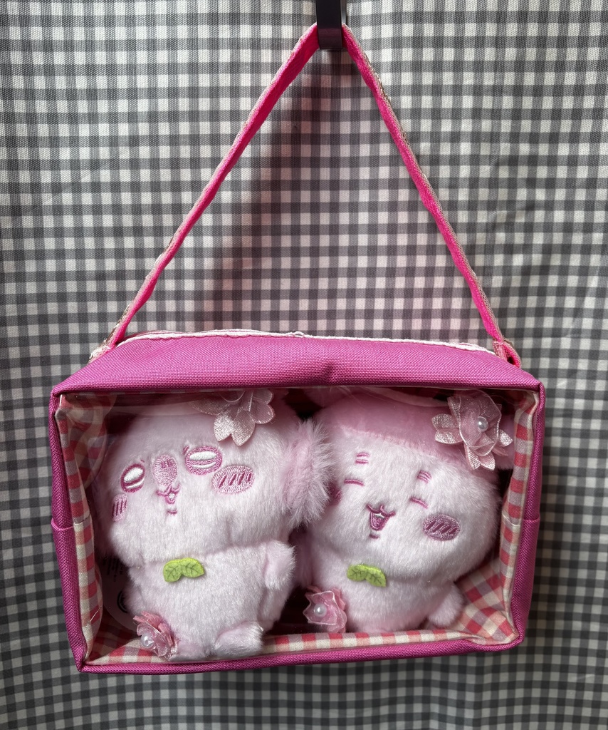 ぬいぐるみ用ポーチ 2体用 刺繍リボン