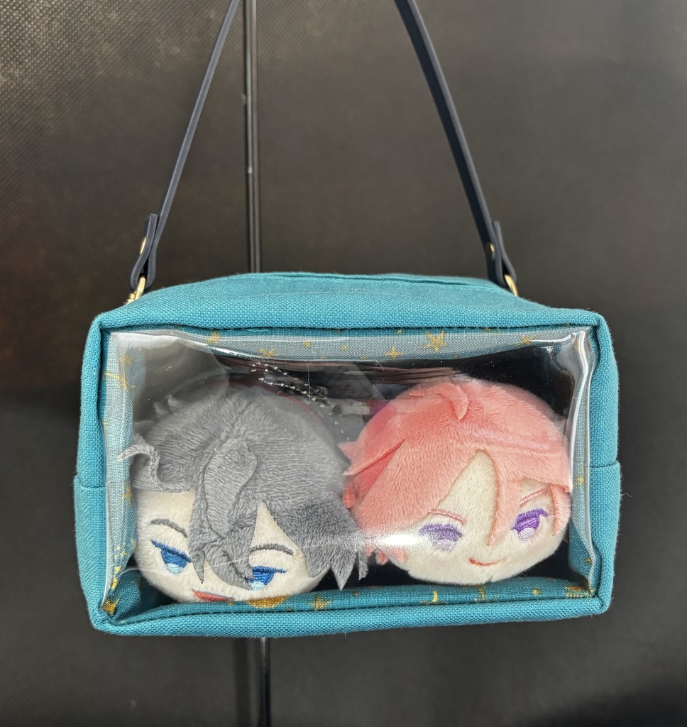 もちもちマスコット用ポーチ　セルリアンブルー　星座×月柄　　2体、４体用