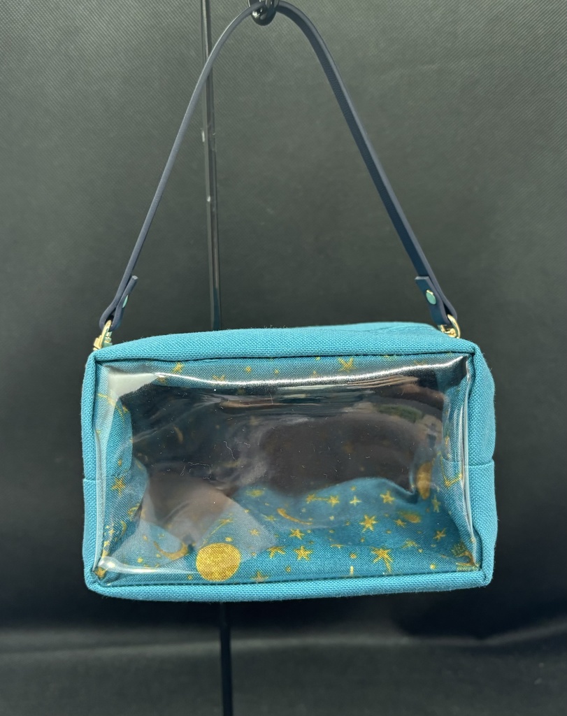 もちぬい用ポーチ　セルリアンブルー　星座×月柄　　2体、４体用　Ｍ