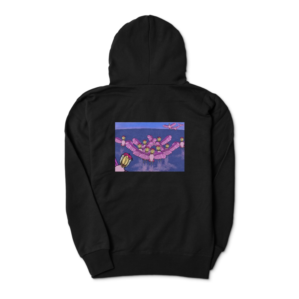 ジップパーカー ブラック両面プリント(S-XL) ブラック#8 Dino Offspring
