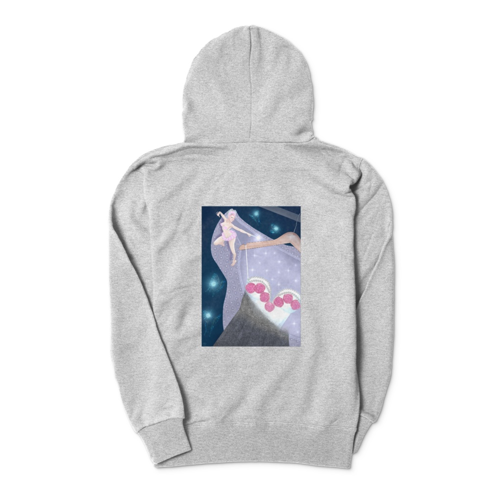 ジップパーカー(S-XL) 両面プリント (グレー) #11 Angels ドレス