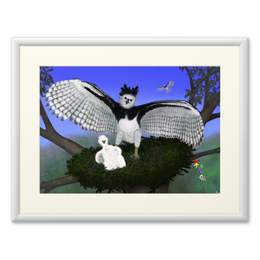 『複製画（プリモアート）『Happy Harpy Eagle』オウギワシの家族