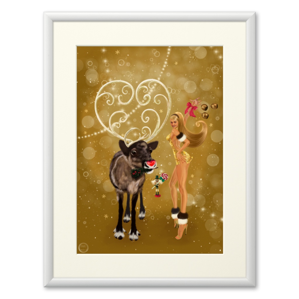 複製画（プリモアート）"Rudolph the reindeer Angel" トナカイのエンジェル