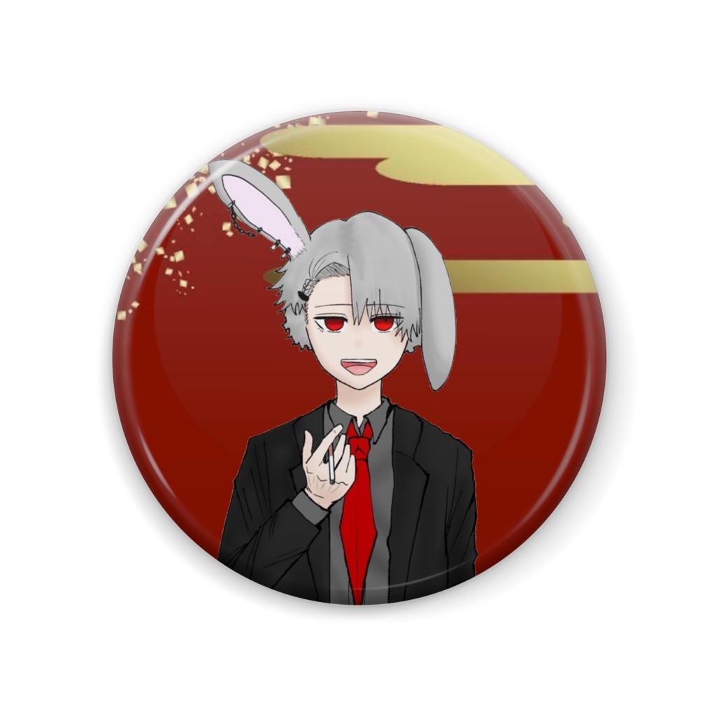ヤニうさ ホスト姿缶バッジ