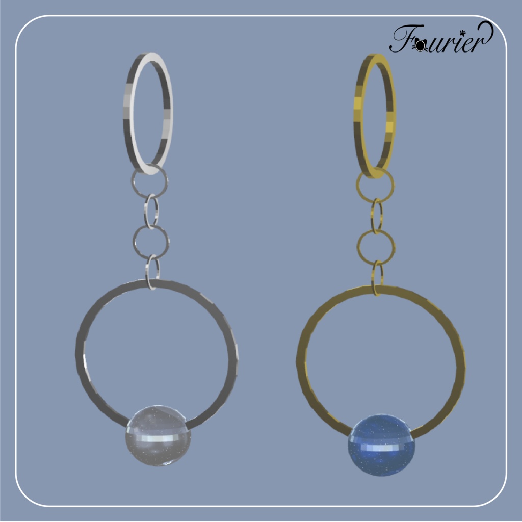 4種のピアスセット / Charm and Square Earrings 【VRC想定】