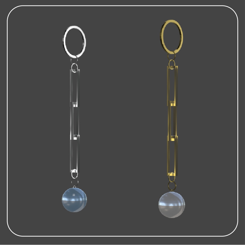 Pearl Square Earring / 真珠のスクエアピアス【VRC想定】