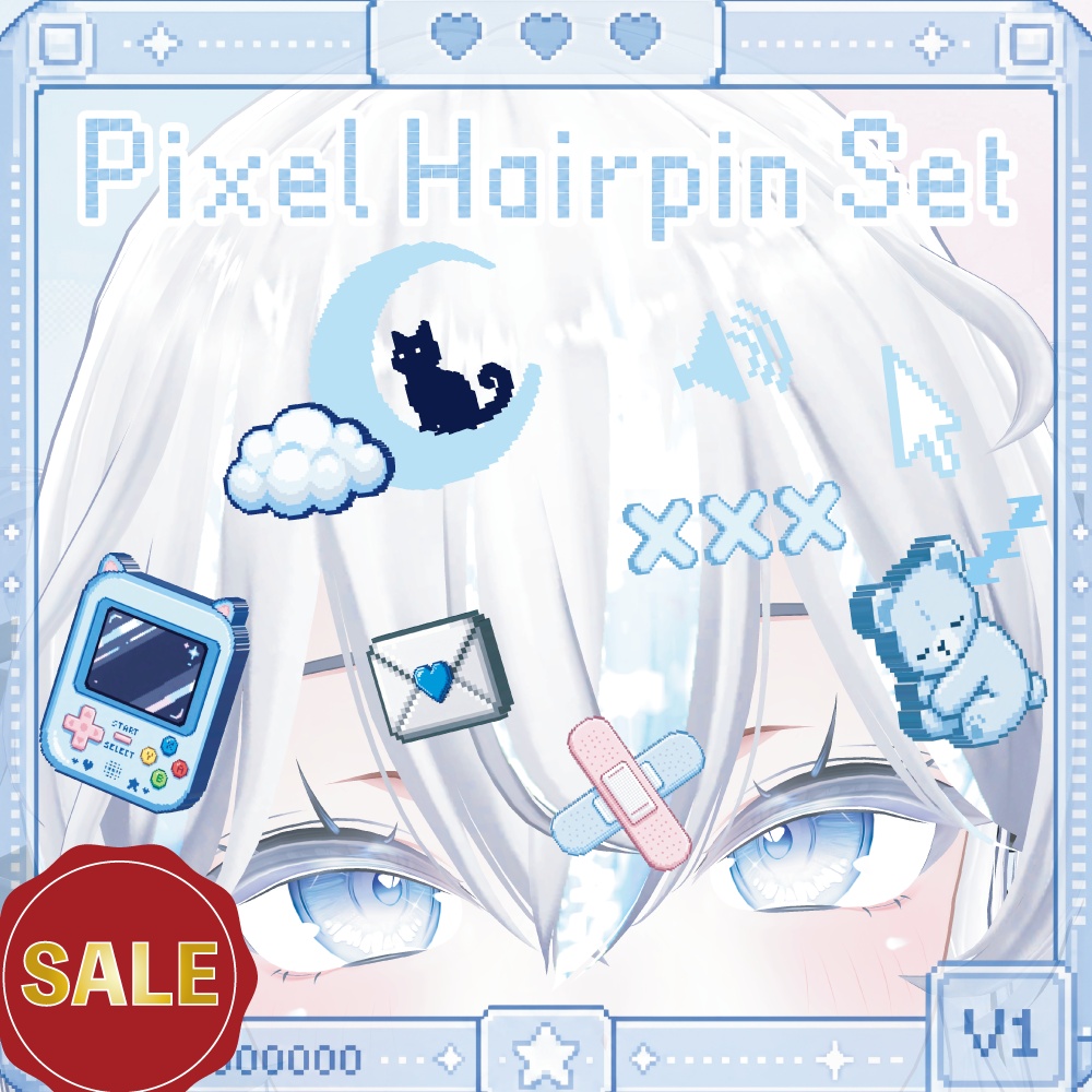 【明日までセール！】 Pixel Hairpin Set 〜話すと光るギミック付き〜