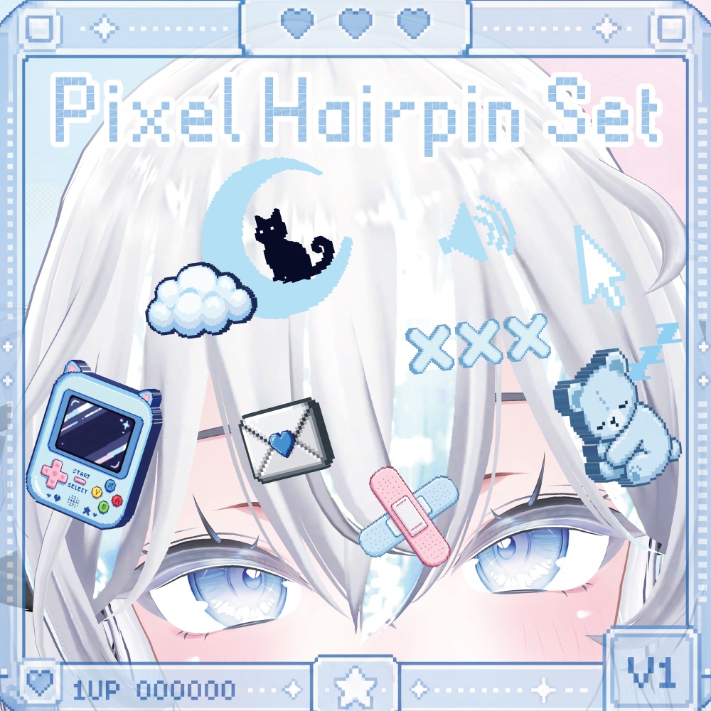 ✦︎︎︎Sale✦︎︎︎【ボイス連動】Pixel Hairpin Set 〜話すと光るギミック付き〜
