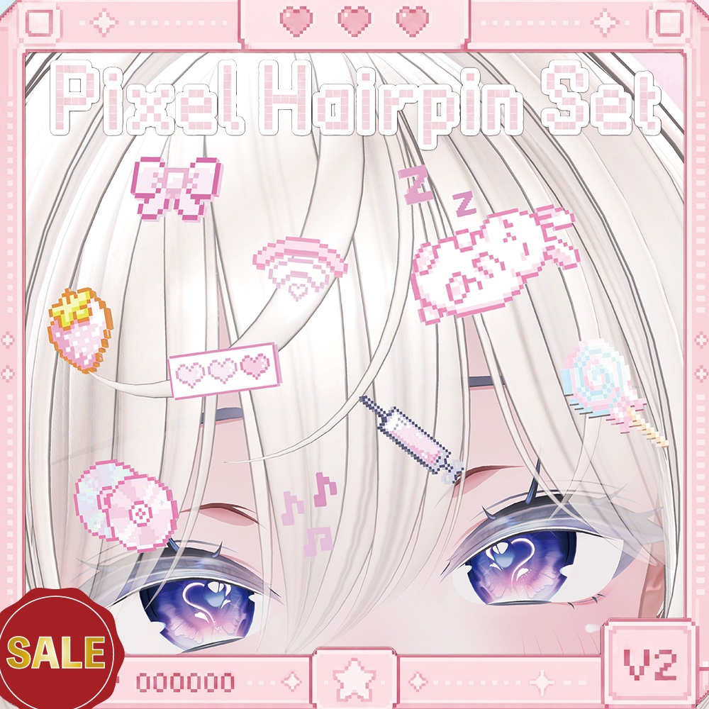【明日までセール！】Pixel Hairpin Set_V2 〜話すと光るギミック付き〜