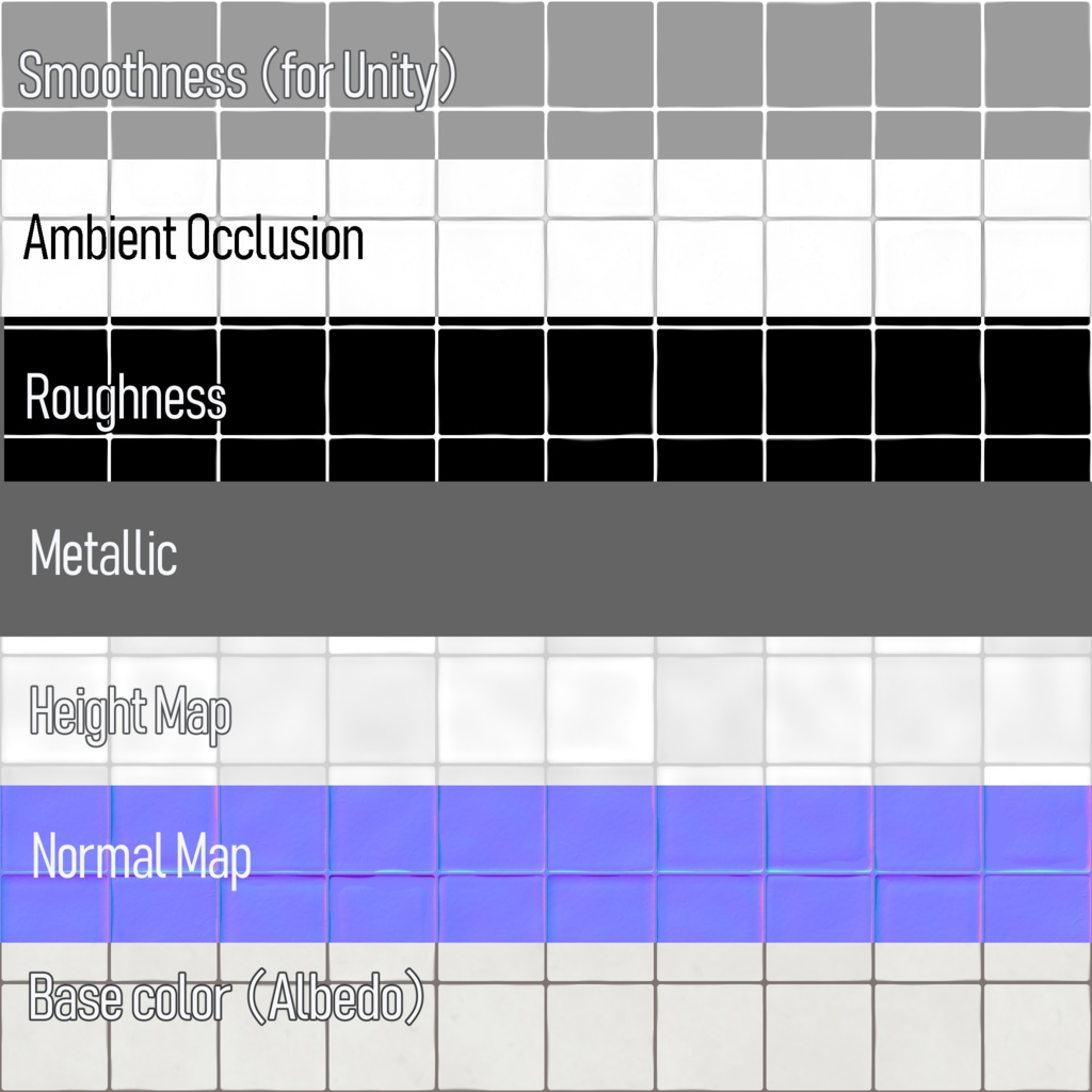 【FREE】シンプルつや白タイルマテリアルテクスチャ