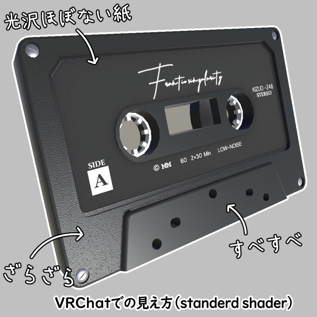 【VRChat】それっぽいラベルの90's風カセットテープ