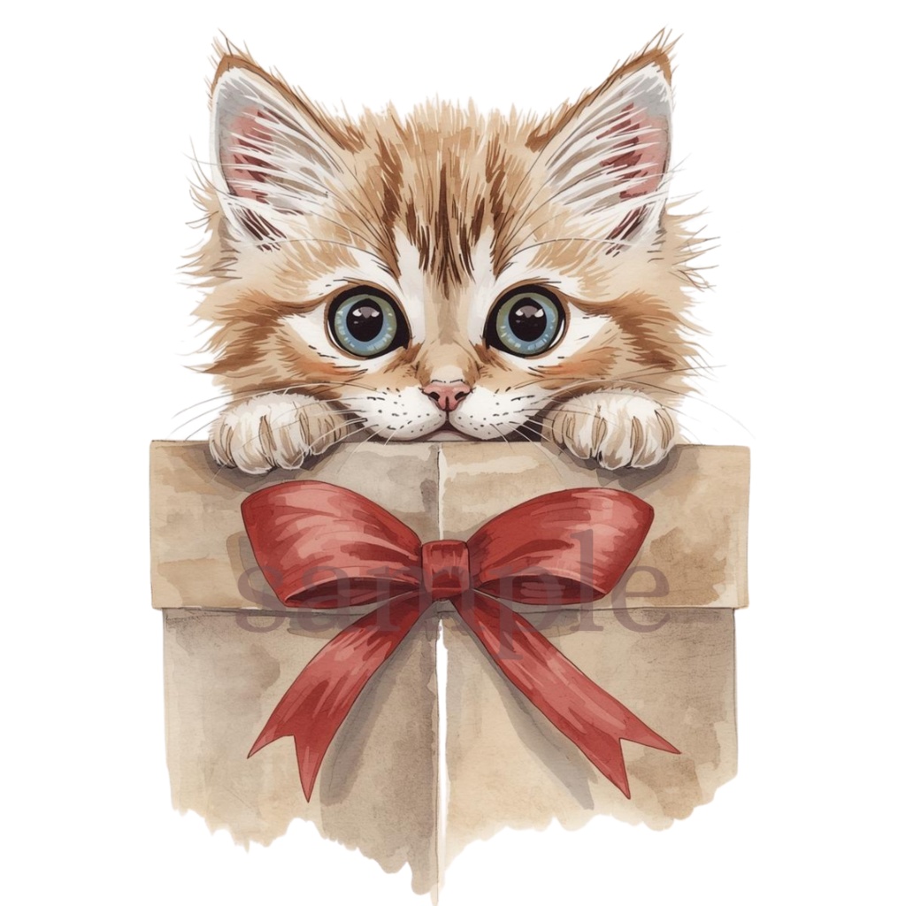 【商用OK】子猫のクリスマスクリップアート10枚セット|PNG透過素材