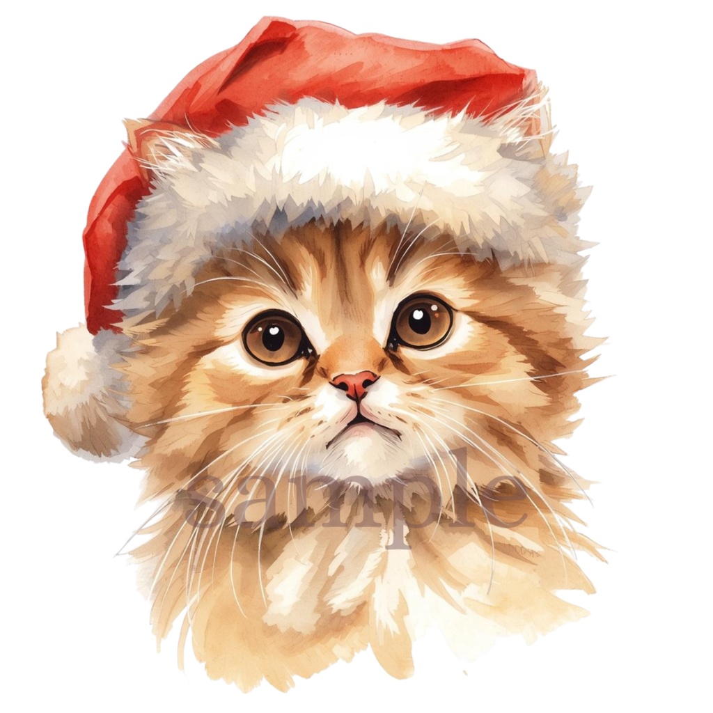 【商用OK】子猫のクリスマスクリップアート10枚セット|PNG透過素材