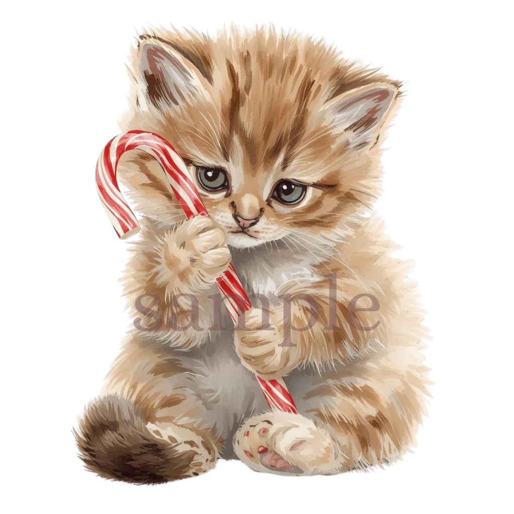 【商用OK】子猫のクリスマスクリップアート10枚セット|PNG透過素材