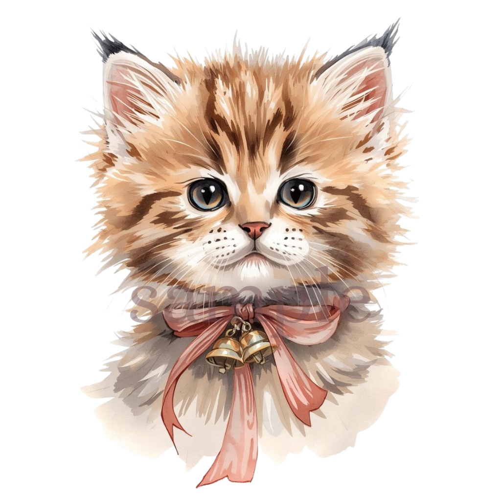 【商用OK】子猫のクリスマスクリップアート10枚セット|PNG透過素材